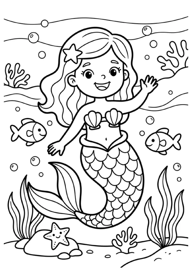 Desenhos de sereia para colorir para imprimir e colorir - imagem 2